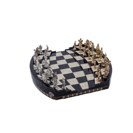 Arena 3D Chess Board Black Big Size  | Metal Figürlü