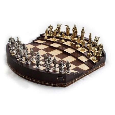 Arena 3D Chess Board Walnut Big Size  | Metal Figürlü