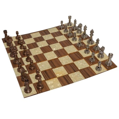 Klasik Metal Döküm Satranç Figür Takımı (Bronz-Gümüş)