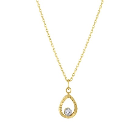 14 Ayar Taşlı Damla Tasarım Altın Kolye