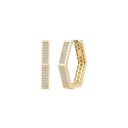 14 Ayar Taşlı Geometrik Altın Küpe