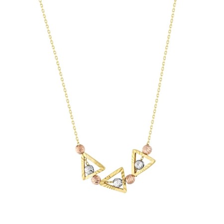 14 Ayar Üç Renkli Dorika Tasarım Altın Kolye