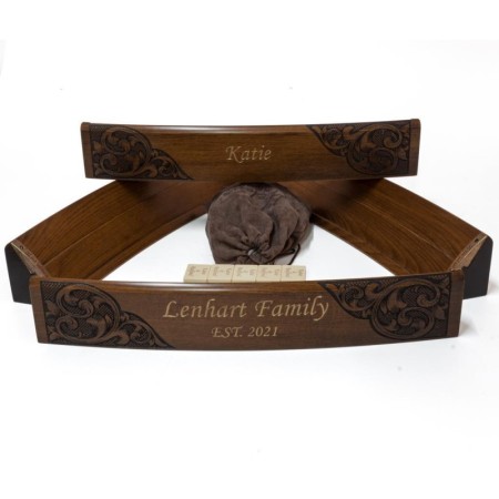 Otantik Motifli Ahşap Oval Okey Takımı