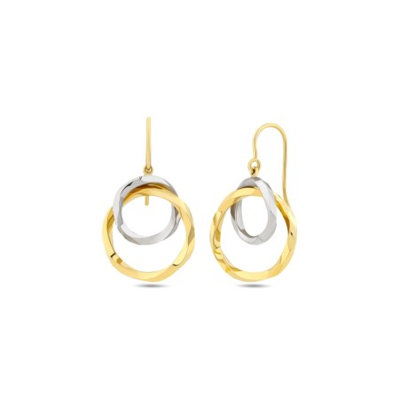 14 Ayar Renkli Daireler Sallantılı Altın Küpe