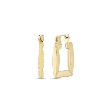 14 Ayar Taşsız Kare Tasarım Halka Altın Küpe