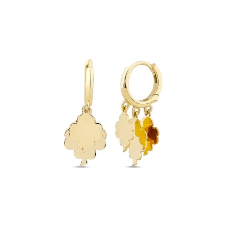 14 Ayar Çiçek Sallantılı Halka Altın Küpe