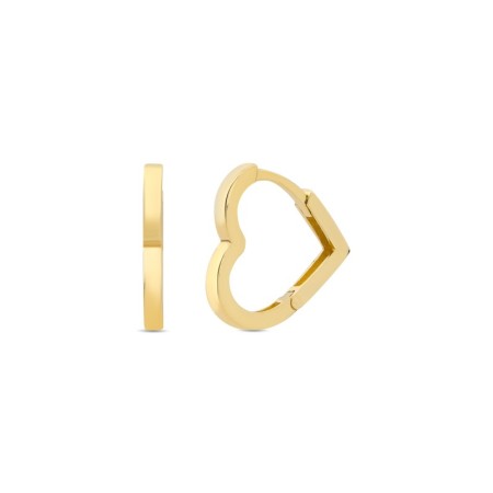 14 Ayar Taşsız Kalp Halka Altın Küpe