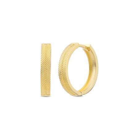 14 Ayar Taşsız Çizgi Desenli Halka Altın Küpe