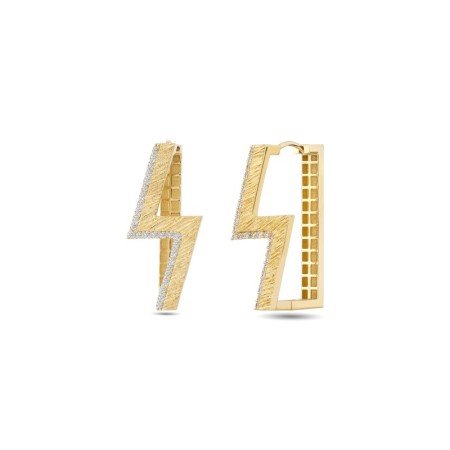 14 Ayar Taşlı Tasarım Altın Küpe