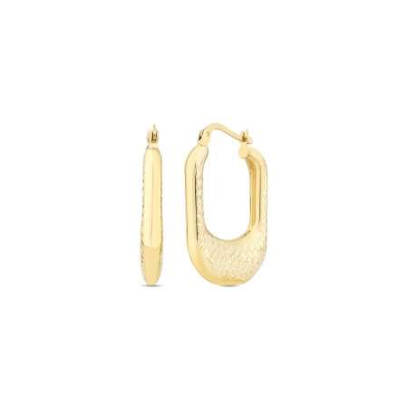 14 Ayar Taşsız Detaylı Tasarım Halka Altın Küpe