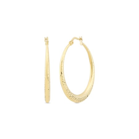 14 Ayar Taşsız Desenli Halka Altın Küpe