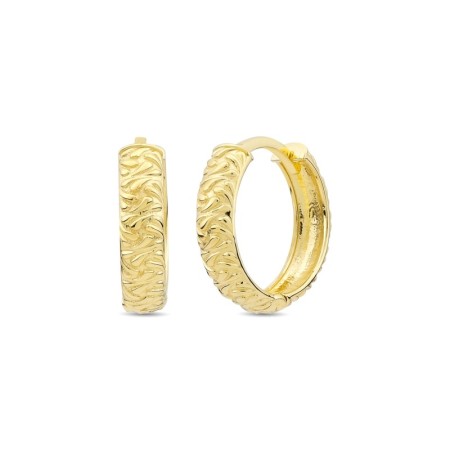 14 Ayar Taşsız Desenli Halka Altın Küpe