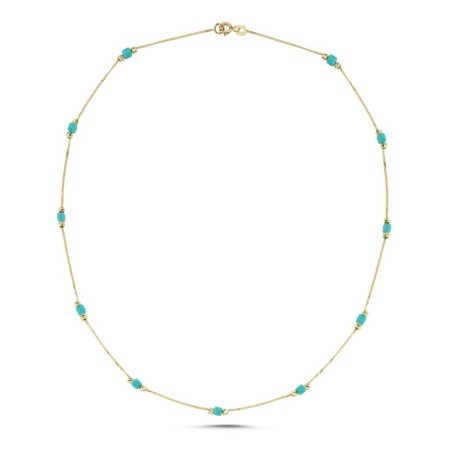 14 Ayar Renkli Taşlı Altın Kolye 