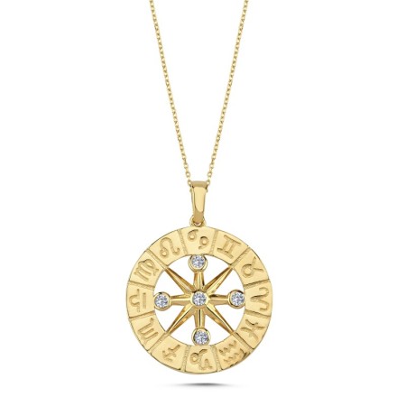 14 Ayar Burç Figürlü Altın Kolye