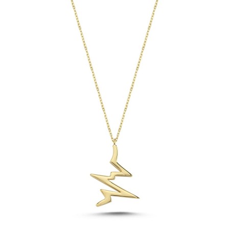 14 Ayar Şimşek Figürlü Altın Kolye