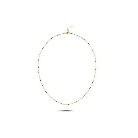 14 Ayar Yeşil Renkli Tasarım Altın Kolye