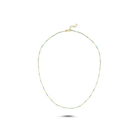 14 Ayar Turkuaz Renkli Tasarım Altın Kolye