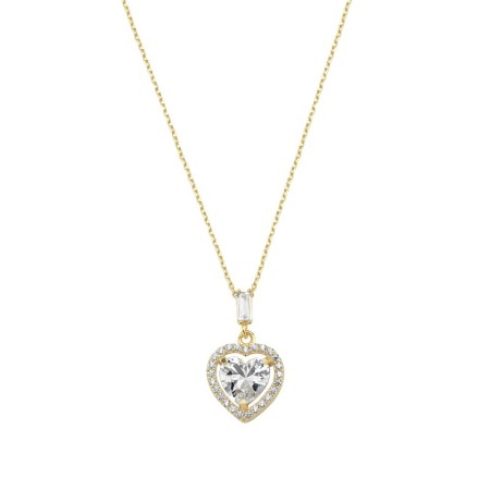 14 Ayar Taşlı Tasarım Kalp Altın Kolye 
