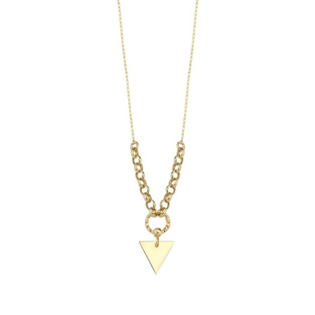 14 Ayar Zincir Detaylı Üçgen Figürlü Altın Kolye
