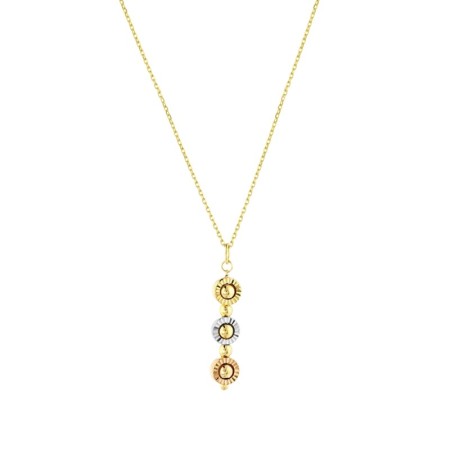 14 Ayar Işıltılı Tasarım Üç Renkli Altın Kolye