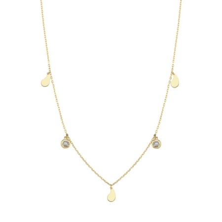 14 Ayar Damla Tasarım Taşlı Altın Kolye