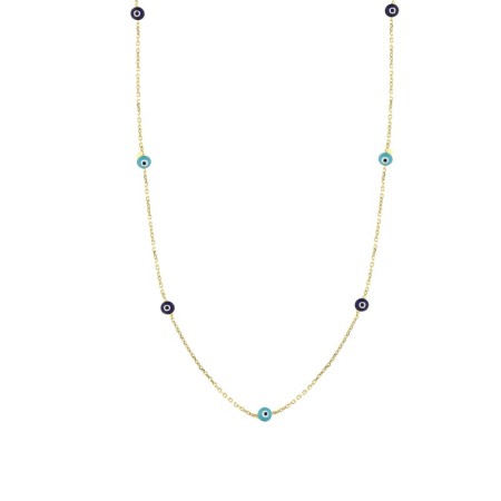 14 Ayar Nazar Boncuğu Zincir Altın Kolye