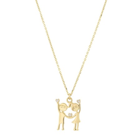 14 Ayar Elele Tasarım Altın Kolye