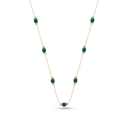 14 Ayar Renkli Taşlı Altın Kolye