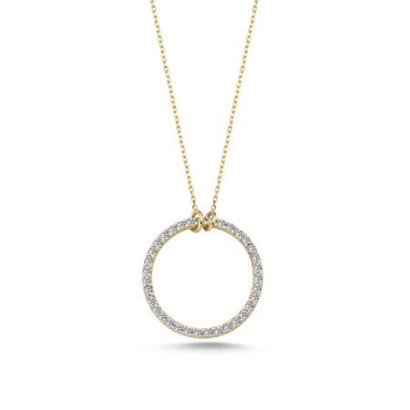 14 Ayar Taşlı Halka Altın Kolye