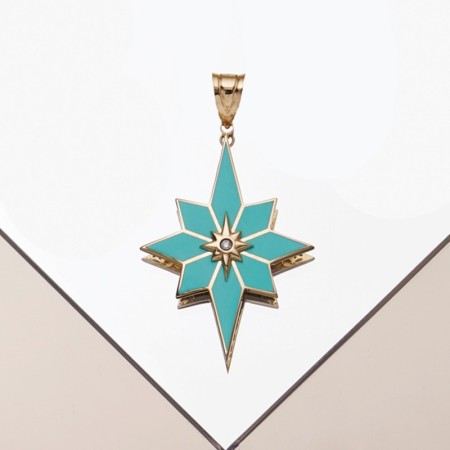 14 Ayar Pole Star Tasarım Altın Kolye Ucu