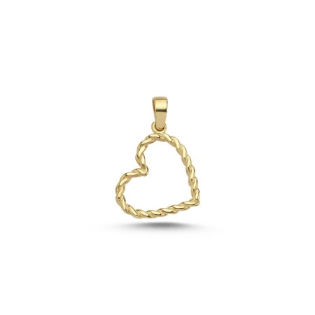 14 Ayar Mini Kalp Halat Tasarım Altın Kolye Ucu