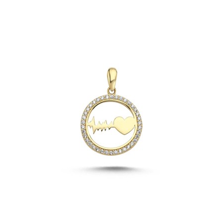 14 Ayar Taşlı Ritim Tasarım Altın Kolye Ucu