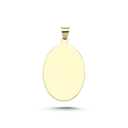 14 Ayar Altın Taşsız Mini Oval Plaka Künye 