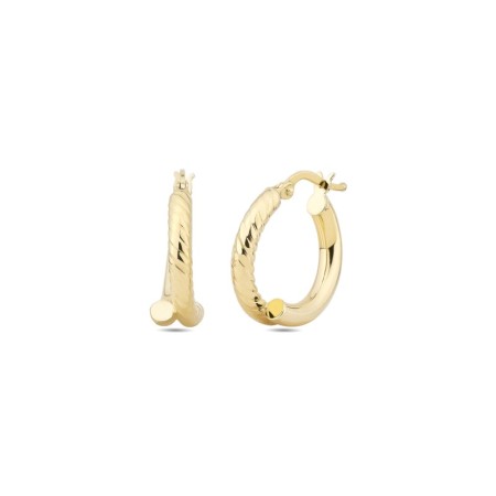 14 Ayar Taşsız Halka Tasarım Altın Küpe