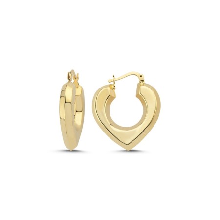 14 Ayar Taşsız Tasarım Halka Altın Küpe