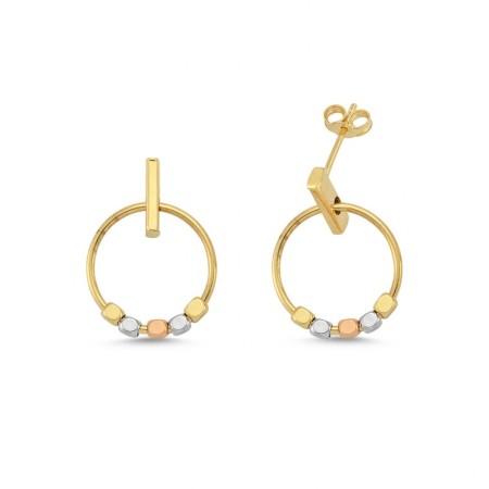 14 Ayar Üç Renkli Altın Küpe