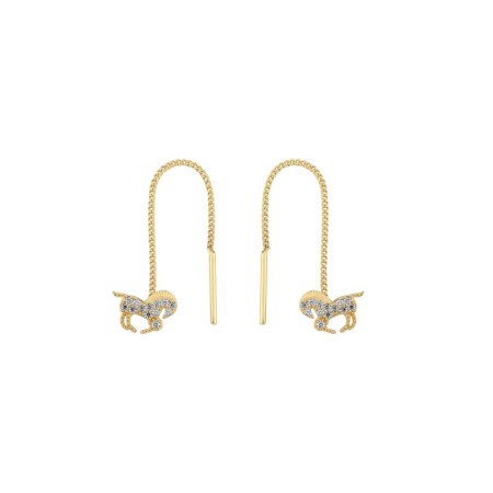 14 Ayar Zincirli Tasarım At Figürlü Altın Küpe