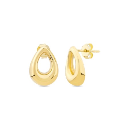 14 Ayar Oval Altın Tasarım Küpe