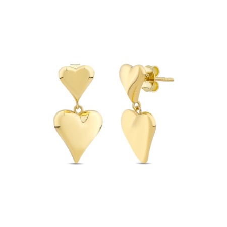 14 Ayar Kalp Sallantılı Tasarım Altın Küpe