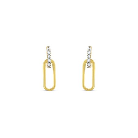 14 Ayar Taşlı Ataç Tasarım Altın Küpe