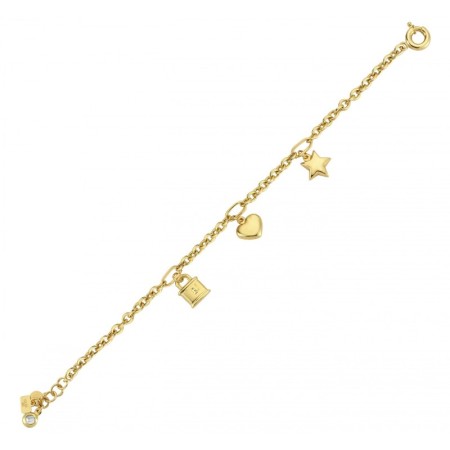 14 Ayar Çok Figürlü Altın Bileklik