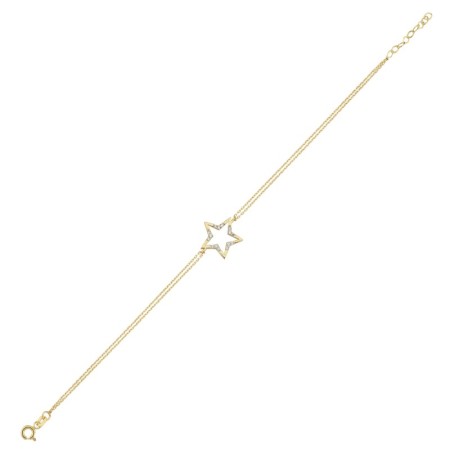 14 Ayar Taşlı Yıldız Tasarım Altın Bileklik