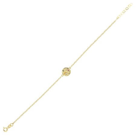 14 Ayar Renkli Taşlı Göz Tasarım Altın Bileklik