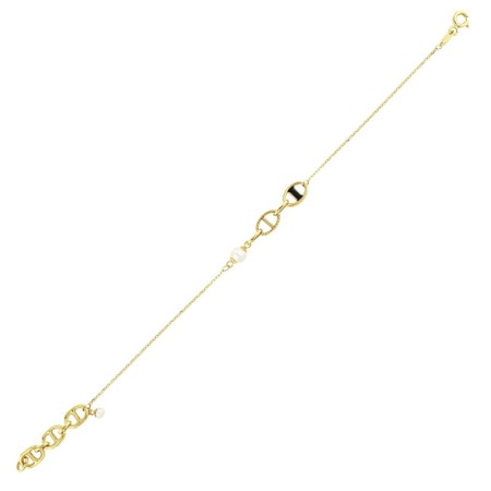 14 Ayar Mineli İnci Tasarım Altın Bileklik