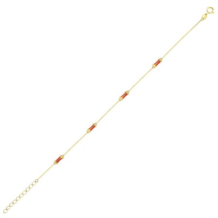 14 Ayar Kırmızı Figürlü Tasarım Altın Bileklik