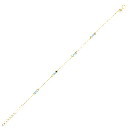 14 Ayar Mavi Figürlü Tasarım Altın Bileklik