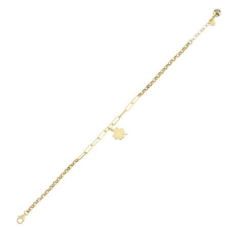 14 Ayar Ataç Tasarım Yonca Altın Bileklik