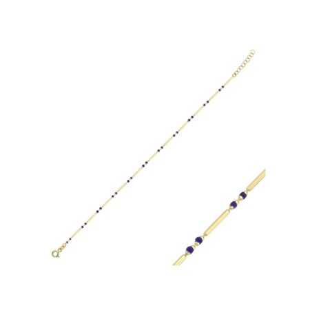 14 Ayar Lacivert Renkli Tasarım Altın Bileklik