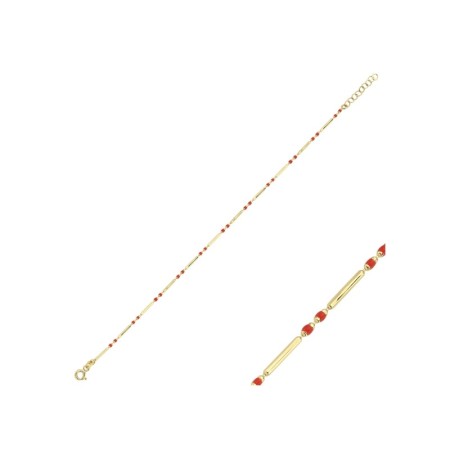 14 Ayar Kırmızı Renkli Tasarım Altın Bileklik