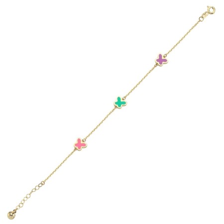 14 Ayar Renkli Kelebek Figürlü Tasarım Altın Bileklik